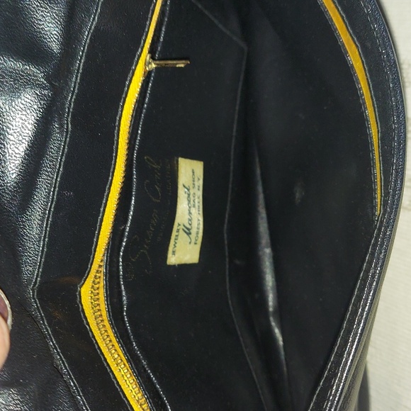 Vintage Susan Gail Black Leather Clutch Shoulder chain Bag - Picture 2 of 13